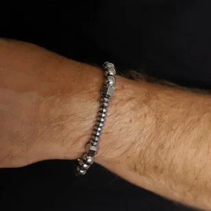Bransoletka męska z metalowych koralików - Bransolety męskie - miniaturka - grafika 1