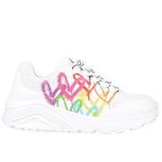 Sneakersy damskie - Buty Skechers x JGoldcrown Uno Lite Love Brights 314061LWMLT - białe - miniaturka - grafika 1