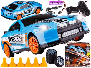 Samochód Do Driftu, Auto RC Drift 1:24 2,4 GHz 4WD NIEBIESKI - Zabawki zdalnie sterowane - miniaturka - grafika 1