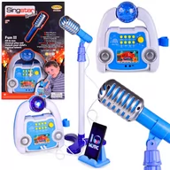 Instrumenty muzyczne dla dzieci - Mikrofon Ze Statywem Karaoke Mp3 Led + Syntezator Niebieski Y299N - miniaturka - grafika 1