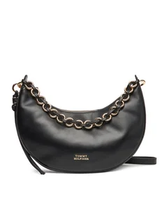 Tommy Hilfiger Torebka Moon Leather Crossover AW0AW17467 Czarny - Torebki damskie - miniaturka - grafika 1
