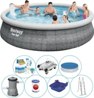 Baseny ogrodowe - Basen Super Deal - Bestway Fast Set 457x107 cm okrągły - Rattan - miniaturka - grafika 1