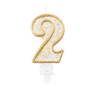 GO Świeczka cyferka ze złotą obwódką i brokatem - 2 - 1 szt. PF-SCZK2 - Urodziny dla dorosłych - miniaturka - grafika 1