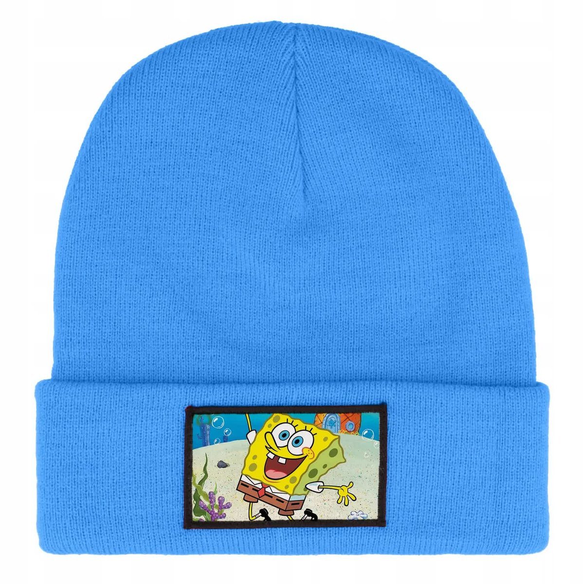 Czapka Zimowa Dziecięca SPONGEBOB SMILE Bajka Prezent Wzory Niebieska