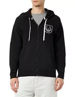 Bluzy męskie - Emporio Armani Underwear Męska bluza z logo Shield Terry, czarna, M, czarny, M - miniaturka - grafika 1