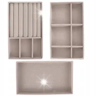 Biżuteria - akcesoria - EKSPOZYTOR NA BIŻUTERIĘ STOJAK PIERŚCIONEK TACKA 4w1 3 WKŁADKI SZARY WELUR - miniaturka - grafika 1