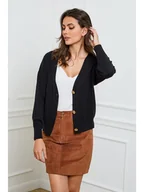 Swetry damskie - Joséfine Kardigan "Gino" w kolorze czarnym - miniaturka - grafika 1