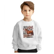 Bluzy dla dziewczynek - BLUZA DZIECIĘCA KOŃ DZIEWCZYNA KOCHA KONIE 110-116 DLA CHŁOPCA DZIEWCZYNKI - miniaturka - grafika 1