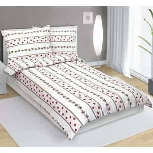 Bellatex Pościel flanelowa Różyczka w prążku, 140 x 200 cm, 70 x 90 cm, 140 x 200 cm, 70 x 90 cm - Pościel - miniaturka - grafika 1