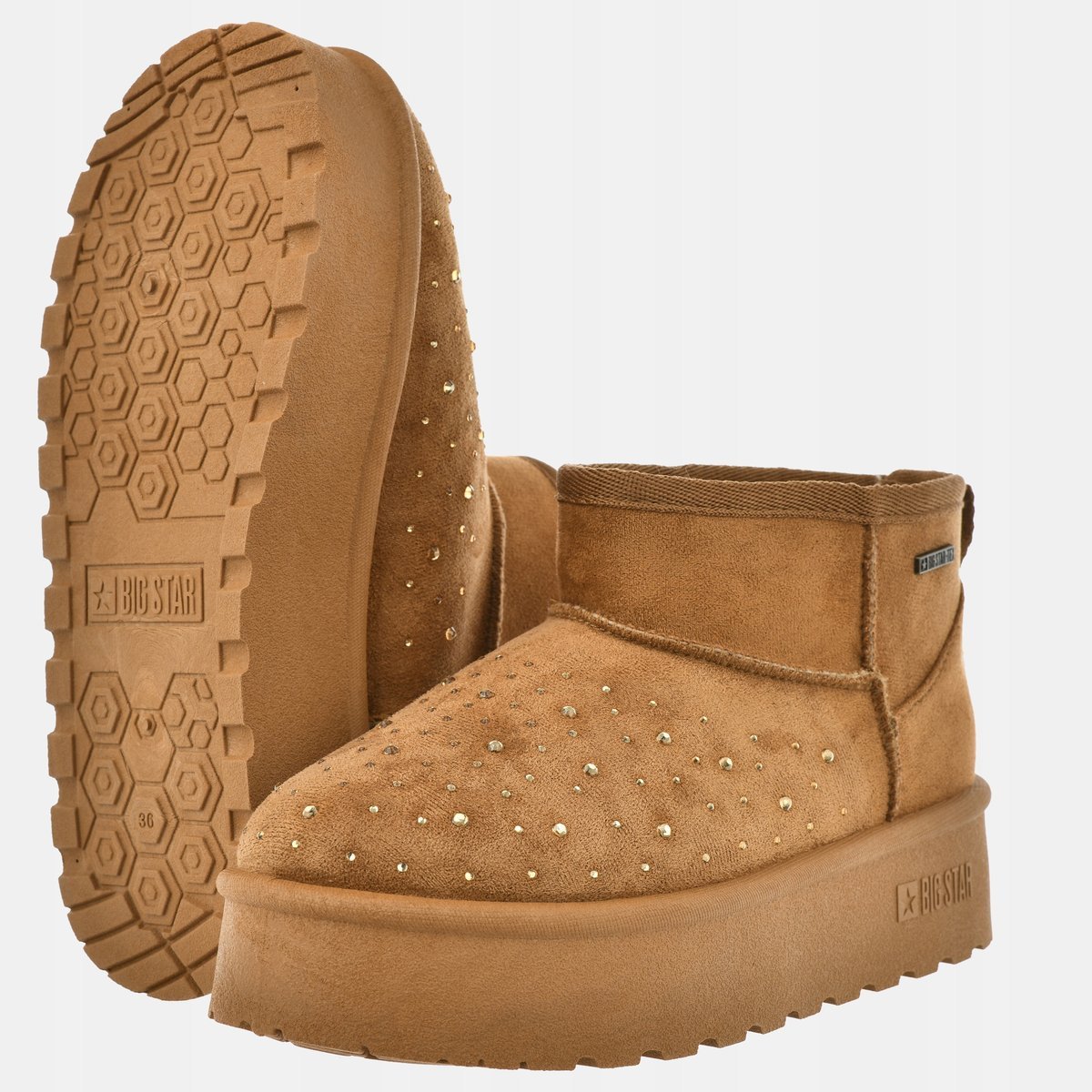 BOTKI ŚNIEGOWCE DAMSKIE NA PLATFORMIE BIG STAR ZDOBIONE OO274A104 AW24