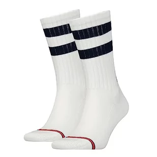Tommy Hilfiger Unisex Crew Sock (2 sztuki), White/Navy, 43-46 EU - Skarpetki męskie - miniaturka - grafika 1