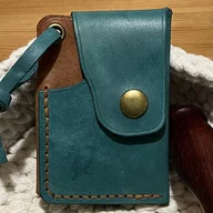 Portfele - Mały portfel skórzany turkusowo brązowy ręcznie uszyty - miniaturka - grafika 1