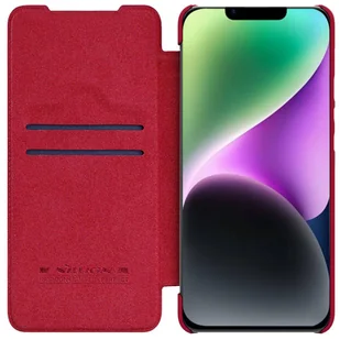 Nillkin Qin Leather Pro Case etui iPhone 14 Plus osłona na aparat kabura pokrowiec obudowa z klapką czerwony - Etui i futerały do telefonów - miniaturka - grafika 2
