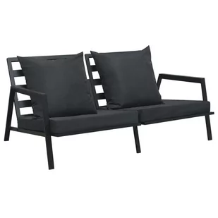 vidaXL Sofa ogrodowa z poduszkami, 2-osobowa, ciemnoszara, aluminium - Ławki ogrodowe - miniaturka - grafika 1