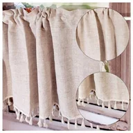 Firany - Zazdrostka Firanka Lniana z Frędzlami Boho do Kuchni SHABBY 110/45cm - miniaturka - grafika 1
