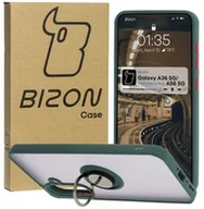 Etui i futerały do telefonów - Bizon Etui z uchwytem na palec Case Hybrid Ring do Galaxy A56 5G, przydymione z ciemnozieloną ramką - miniaturka - grafika 1