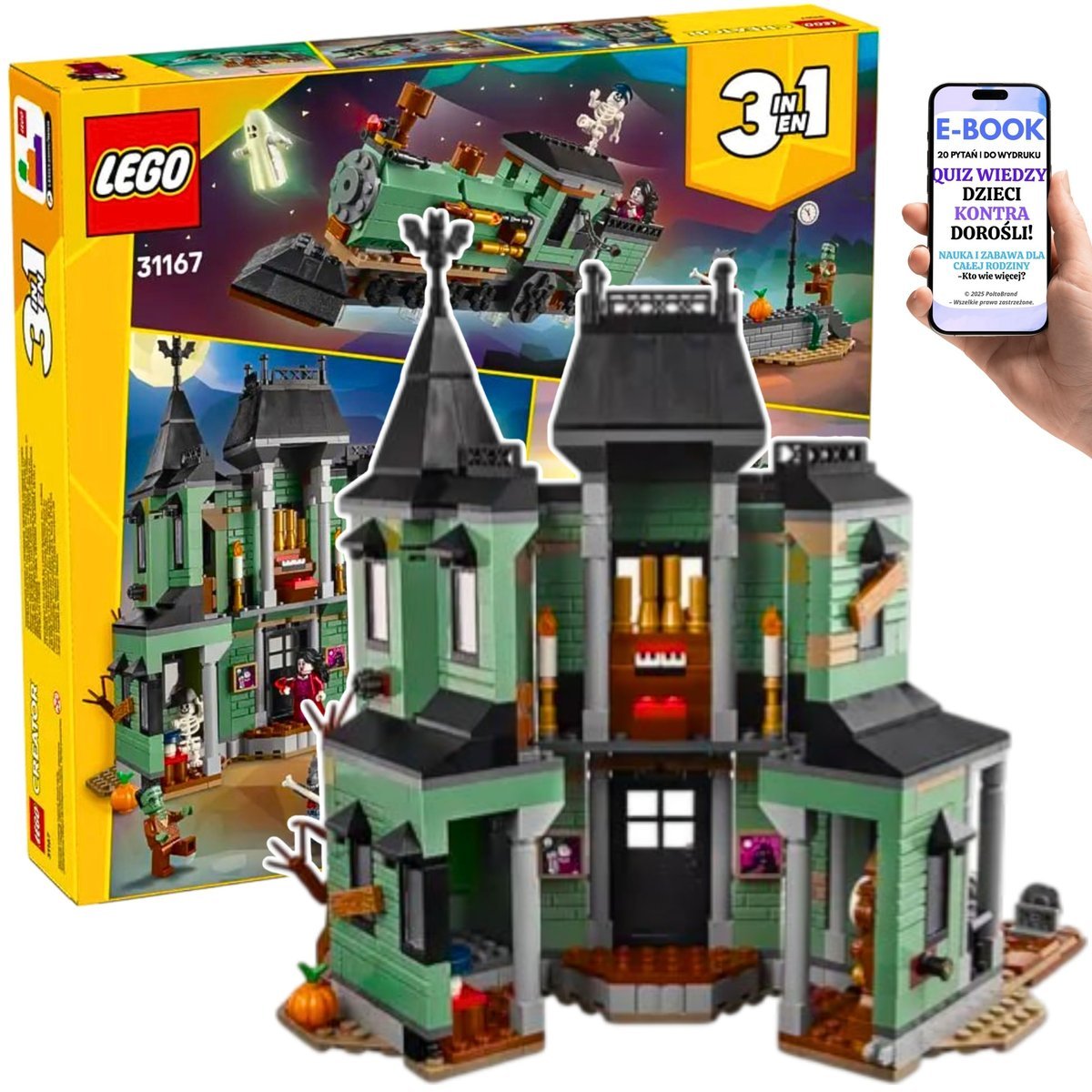 ZESTAW LEGO 3w1 NAWIEDZONA REZYDENCJA, STRASZNY POCIĄG i DUCHY (31167) Lego Dla 10 11 12 13 14 15 Latka + EBOOK-2