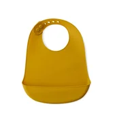 Śliniaki i fartuszki - Śliniak silikonowy z kieszonką żółty regulowany wodoodporny - miniaturka - grafika 1
