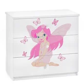 Komody dla dzieci - KocotKids Komoda do pokoju dziecięcego, babydreams, wróżka z motylkami, 81 cm, biel, mat - miniaturka - grafika 1