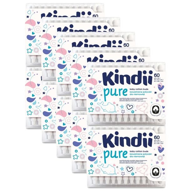 10 x Cleanic PATYCZKI DLA NIEMOWLĄT KINDII PURE Bawełniane 60 sztuk