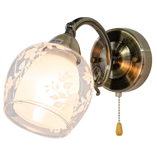 Retro lampa ścienna ELM9150/1 21QG z włącznikiem mosiądz - Lampy ścienne - miniaturka - grafika 1
