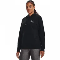 Bluzy damskie - Damska bluza dresowa nierozpinana z kapturem Under Armour Essential Fleece Hoodie - czarna - miniaturka - grafika 1