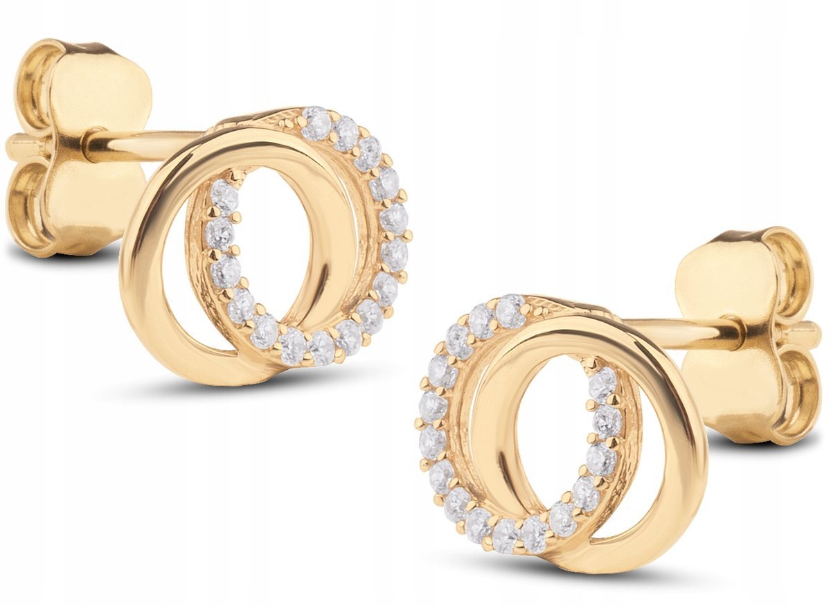 ZŁOTE KOLCZYKI NA SZTYFT KÓŁKA CERCHI BIANCHI 333