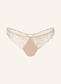 Majtki damskie - Calvin Klein Stringi Sensual Strech Lace beige - miniaturka - grafika 1