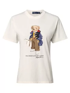Polo Ralph Lauren - T-shirt damski, beżowy|biały - Koszulki i topy damskie - miniaturka - grafika 1