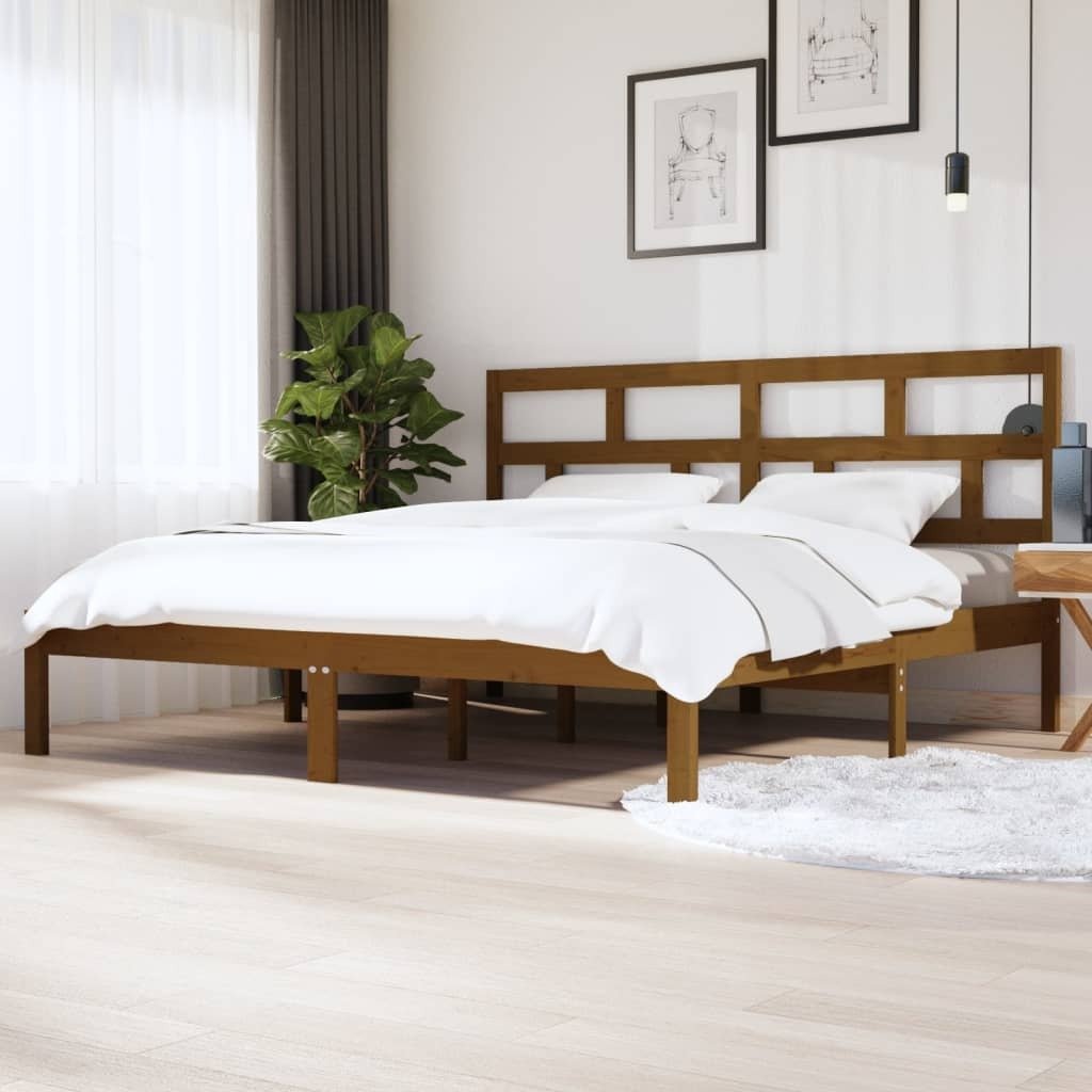 Łóżko z litego drewna sosna miodowo-brązowa 200x200 cm