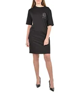 Koszulki i topy damskie - Armani Exchange Damska koszulka z logo Studded Icon Dress Casual Dress, czarny, XL - miniaturka - grafika 1