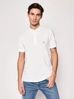 Koszulki męskie - Tommy Hilfiger Polo MW0MW04975 Biały Slim Fit - grafika 1