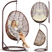 Fotele ogrodowe wiszące - Sofotel, fotel wiszący bujany ogrodowy Brava kosz huśtawka kokon brązowy - miniaturka - grafika 1