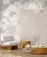 Tapety - Tapeta ścienna Białe kwiaty na beżowym tle - miniaturka - grafika 1