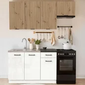 Meble kuchenne - Zestaw Mebli Kuchennych MODERN 170 cm Dąb Artisan/Biały Połysk Ryflowany Nowoczesny - miniaturka - grafika 1