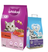 Sucha karma dla kotów - WHISKAS Adult 14 kg - sucha karma dla dorosłego kota, z pyszną wołowiną + SANICAT CLASSIC LAVENDER 10L - miniaturka - grafika 1
