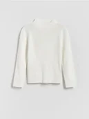Swetry dla dziewczynek - Reserved - Gładki sweter z wiskozy - złamana biel - miniaturka - grafika 1