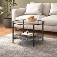 Ławy i stoliki kawowe - vidaXL Stolik boczny czarno-czarny marmurowy 70 cm szkło hartowane - Stolik boczny - Stoliki boczne - Stolik do herbaty - Stolik kawowy - miniaturka - grafika 1