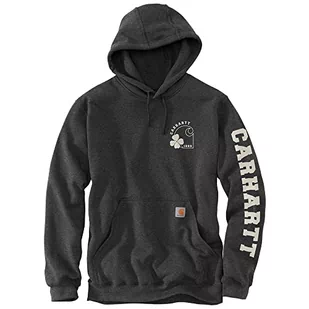 Carhartt Męska bluza z kapturem Loose Fit Midweight Hooded Shamrock, Carbon Heather, L - Bluzy męskie - miniaturka - grafika 1