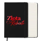 Notesy i bloczki - NOTES CZARNY Z GUMKĄ A5 LINIE NA PREZENT DLA ZŁOTEJ KOBIETY RED MIX WZORÓW - miniaturka - grafika 1