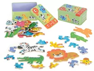 Układanki dla dzieci - Układanka puzzle w puszce zwierzątka safari 25 puzzli KX6015 - miniaturka - grafika 1