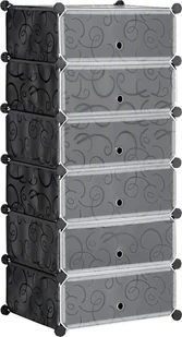 HOMCOM Stojak na buty Plastikowy stojak na 6 par butów Pudełko na buty do przedpokoju Stojak na buty DIY Przechowywanie butów Plastikowa stal Czarny + biały 49 x 36,5 x 108 cm - Szafki na buty - miniaturka - grafika 1