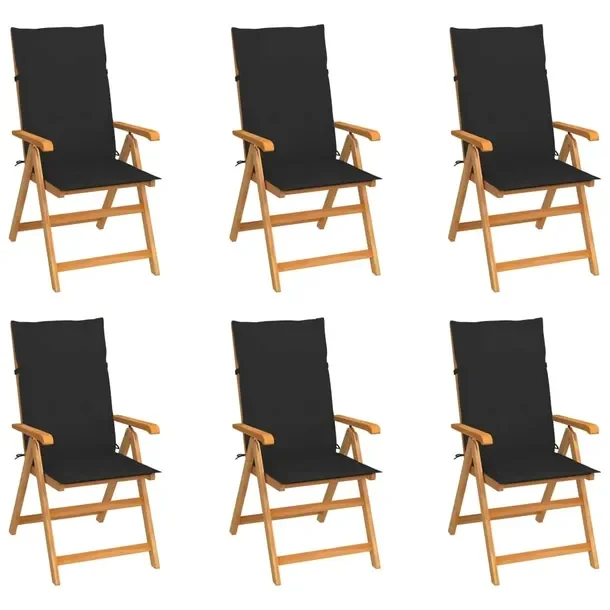 Zestaw 6 Składanych Krzeseł Ogrodowych z Drewna Tekowego, 57x71,5x100 cm,