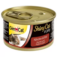 Mokra karma dla kotów - Gimcat Shinycat kawałki fileta z kurczaka i wołowiny w galaretce karma mokra dla kota 70g - miniaturka - grafika 1