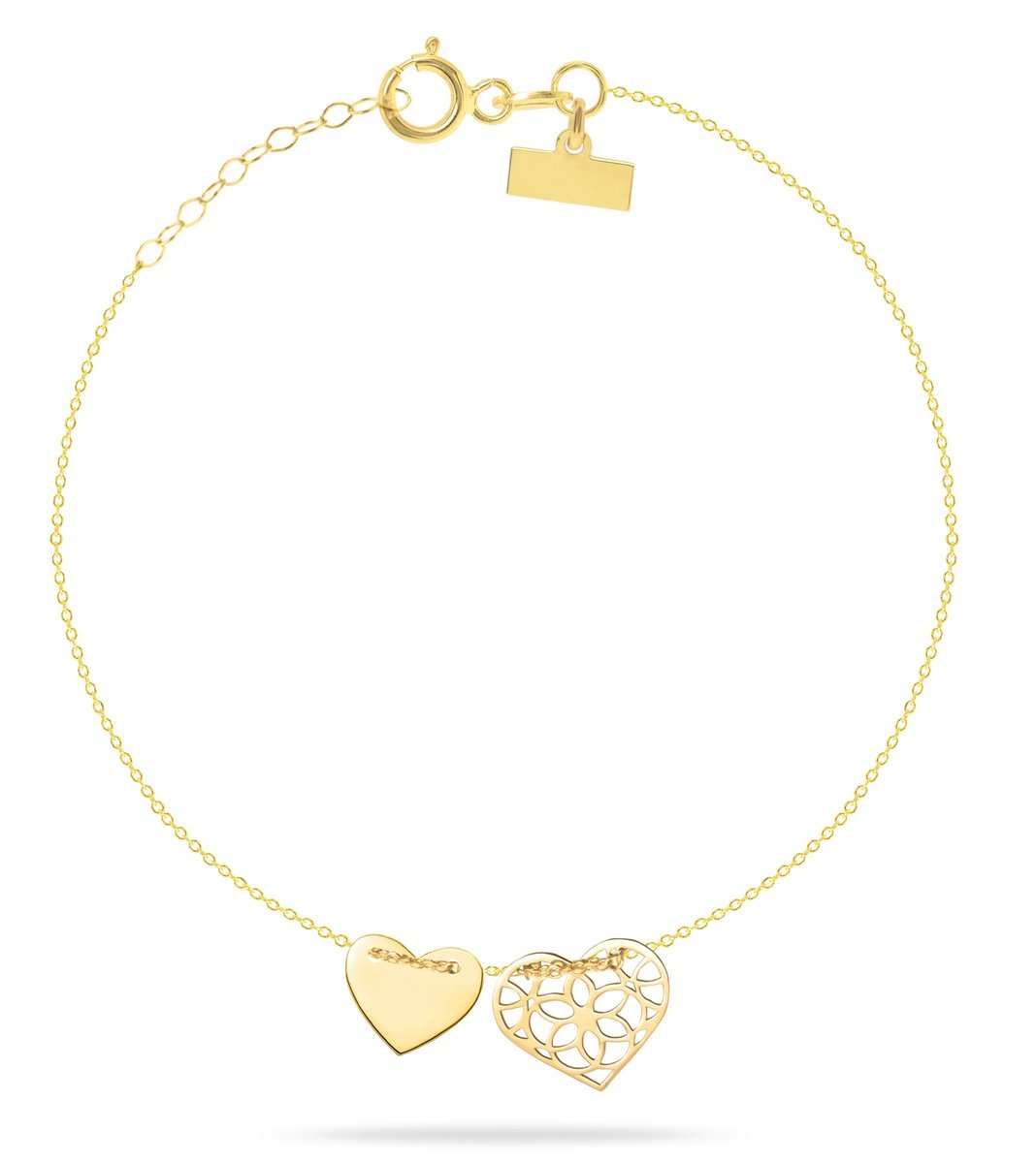 ZŁOTA BRANSOLETKA DWA SERCA LOVE 333 GRAWER