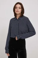 Koszule damskie - Tommy Hilfiger koszula damska kolor granatowy relaxed z kołnierzykiem klasycznym - miniaturka - grafika 1