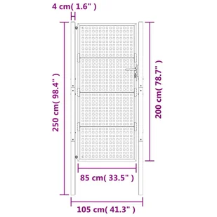 Furtka ogrodowa, antracytowa, 105x250 cm, stal Lumarko! - Ogrodzenia - miniaturka - grafika 7