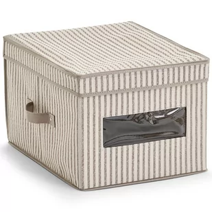 Zeller 14644 pudełko do przechowywania z pokrywką z Stripes, z włókniny, Beige - Pudła i pojemniki do przechowywania - miniaturka - grafika 1