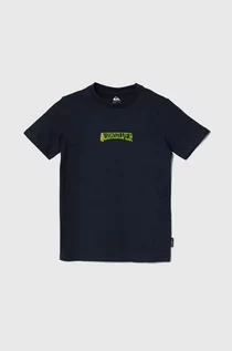 Koszulki dla chłopców - Quiksilver t-shirt bawełniany ISLAND SUNRISE kolor granatowy z nadrukiem - grafika 1
