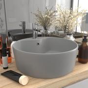 Umywalki - vidaXL Umywalka z przelewem, matowa jasnoszara, 36x13 cm, ceramiczna - miniaturka - grafika 1